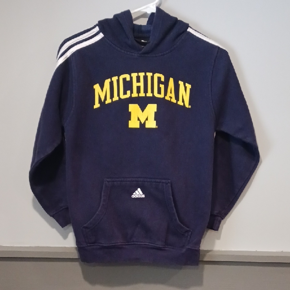 Adidas Navy Hoodie with Michigan Logo